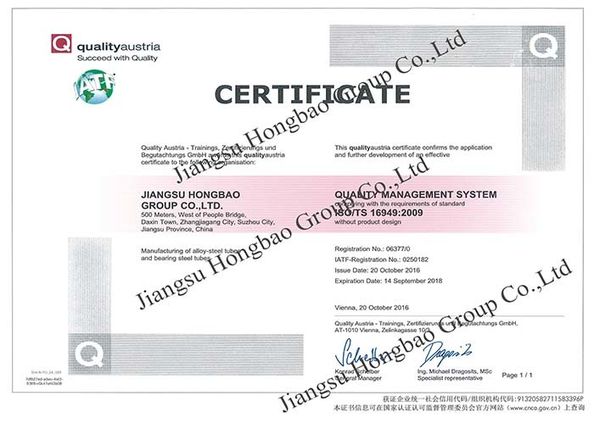 चीन Jiangsu Hongbao Group Co., Ltd. प्रमाणपत्र